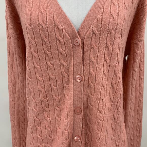 A New Day Cardigan Women S Small Pink Long Sleeve Cable Knit Tunic Button Up - Picture 3 of 12